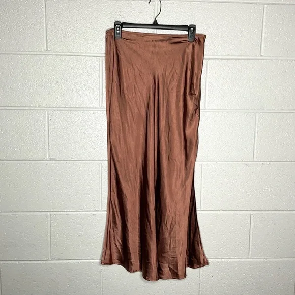 Altar’d State Rust Orange Satin Maxi Skirt - Picture 1 of 4